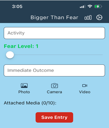 Bigger Than Fear main app screen